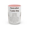 australian-cattle-dog-mug-writeup-pink-3 15oz Australian Cattle Dog Mug, Illustrated Dog Breed Facts Coffee Mug, Vintage Dog Keepsake Gift