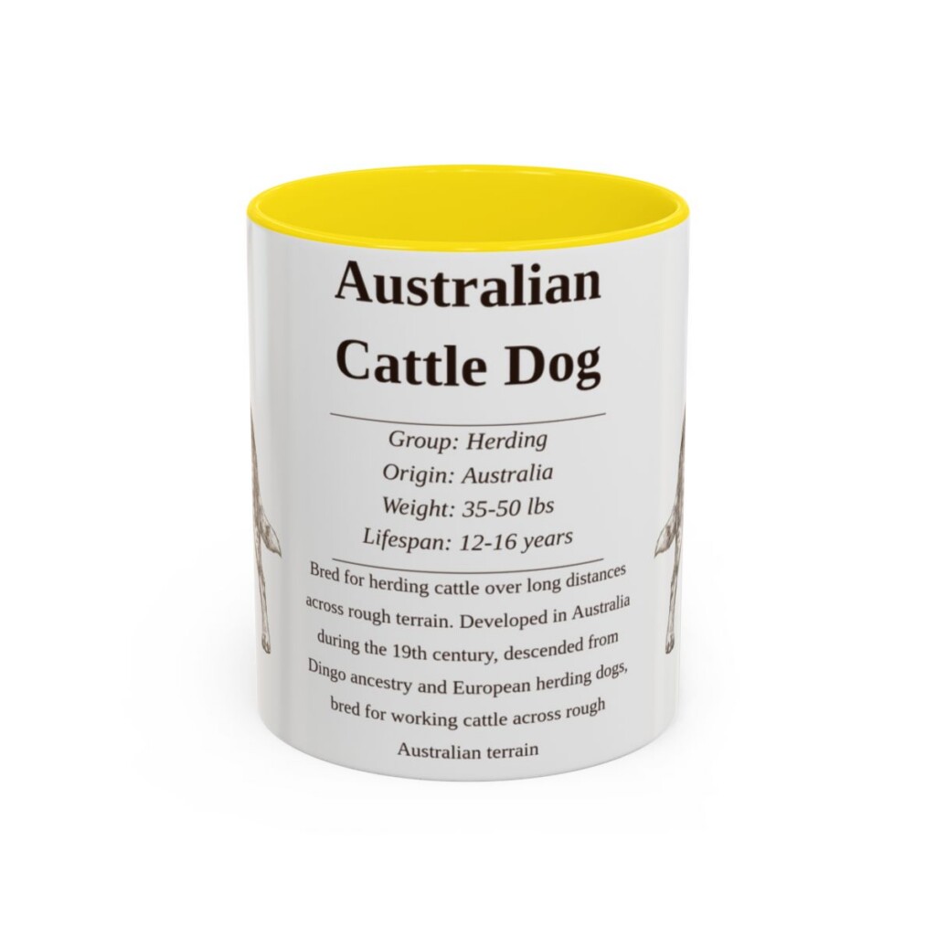 11oz Australian Cattle Dog Mug, Illustrated Dog Breed Facts Coffee Mug, Vintage Dog Keepsake Gift