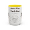 australian-cattle-dog-mug-writeup-yellow-3 15oz Australian Cattle Dog Mug, Illustrated Dog Breed Facts Coffee Mug, Vintage Dog Keepsake Gift