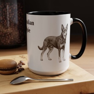 15oz Australian Kelpie Mug, Vintage Dog Portrait Coffee Mug, Dog Lover Gift