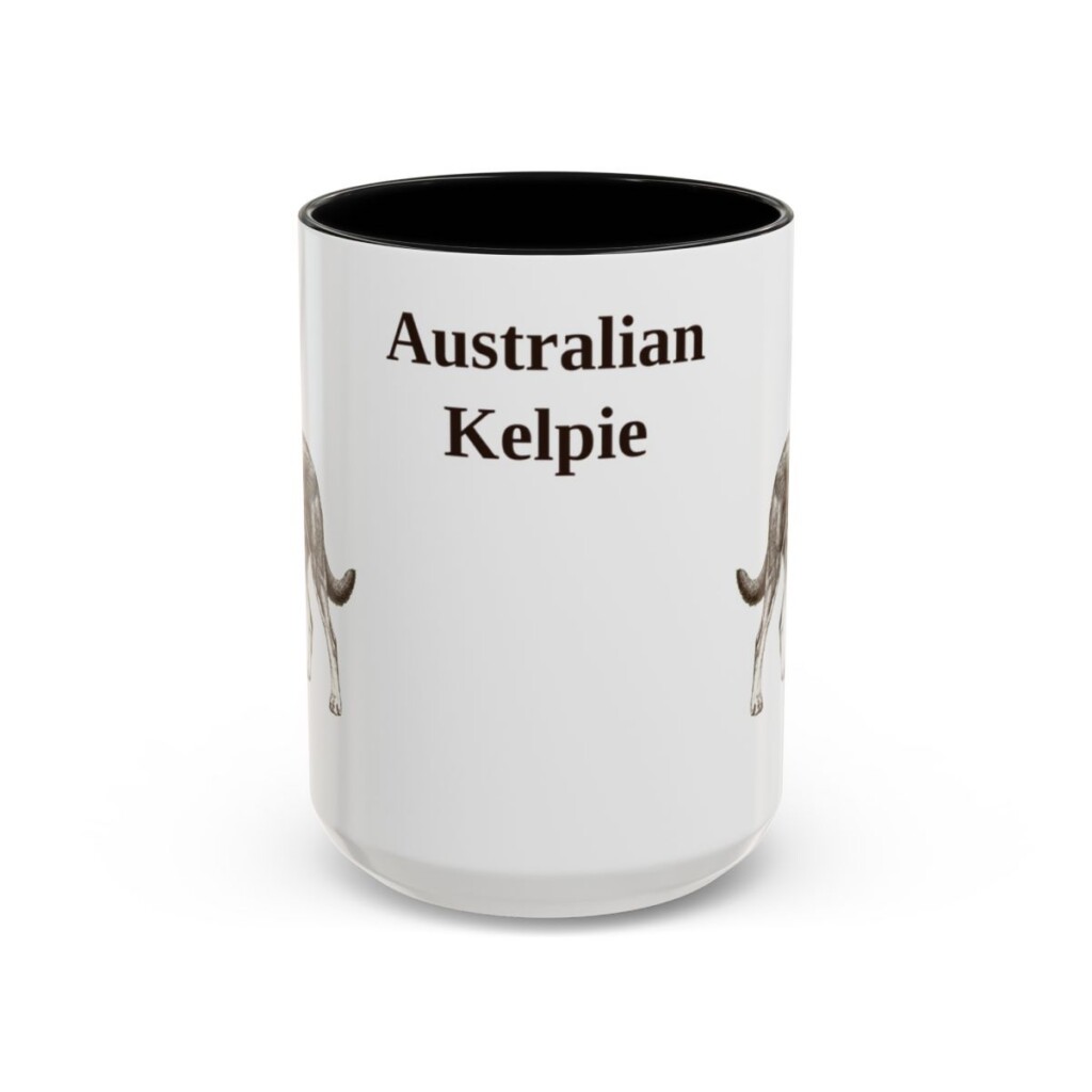 15oz Australian Kelpie Mug, Vintage Dog Portrait Coffee Mug, Dog Lover Gift