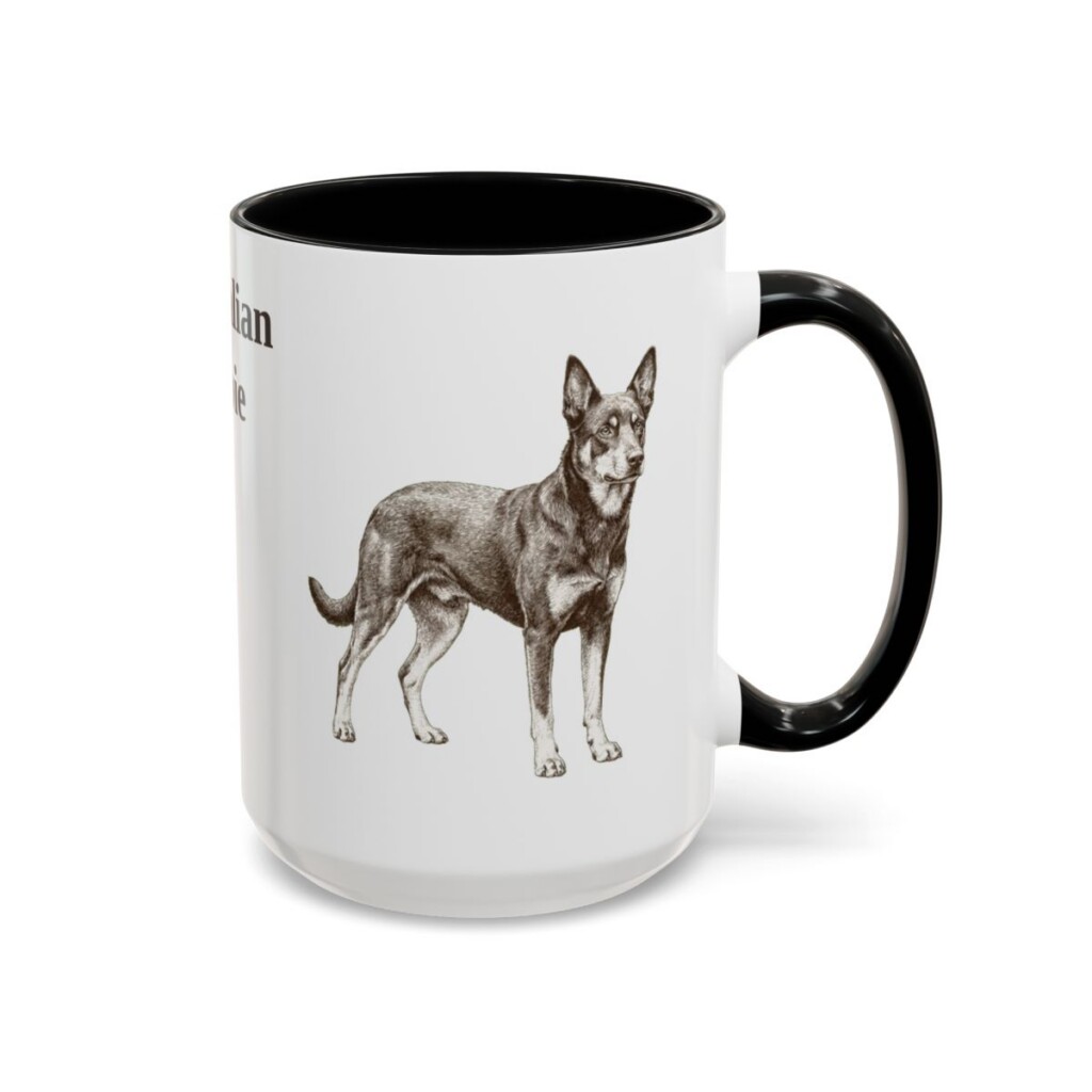 15oz Australian Kelpie Mug, Vintage Dog Portrait Coffee Mug, Dog Lover Gift