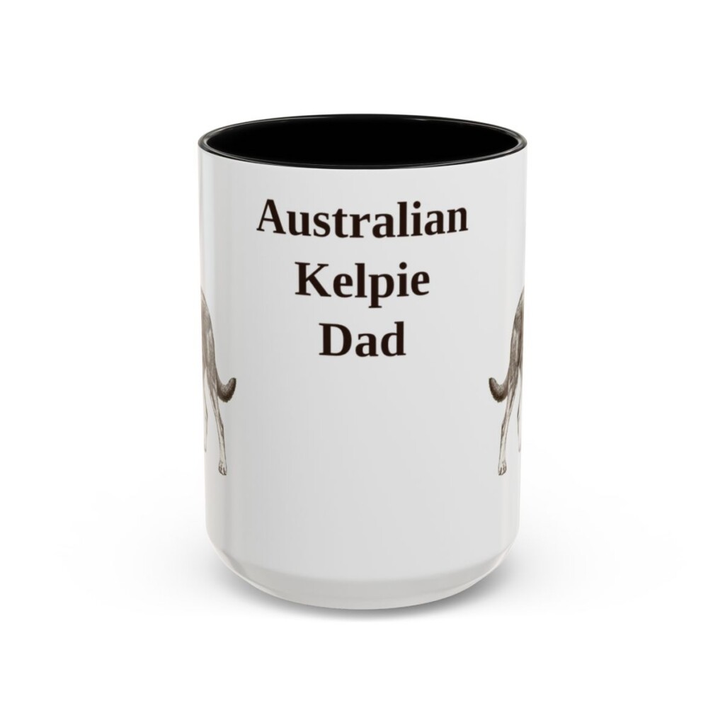 15oz Australian Kelpie Dog Dad Mug, Vintage Sketch Coffee Mug, Dog Dad Gift