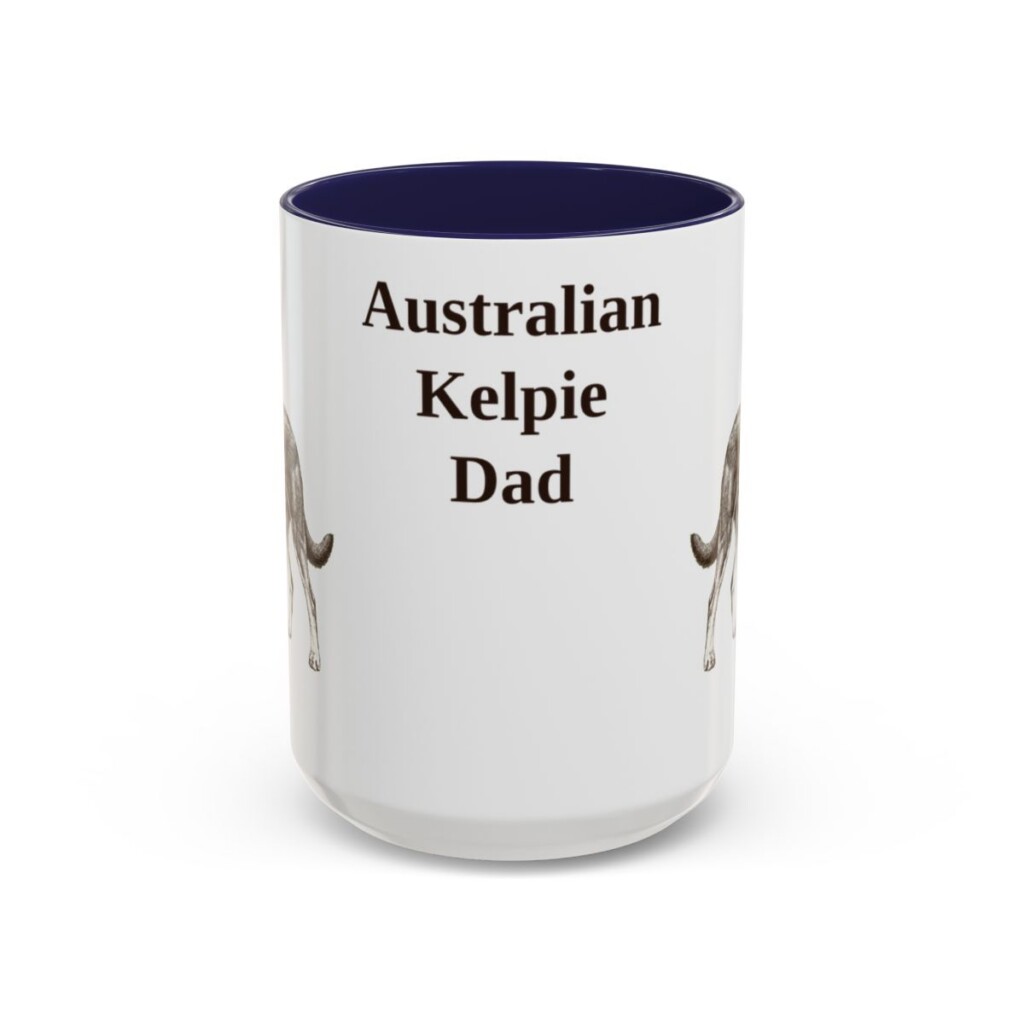 15oz Australian Kelpie Dog Dad Mug, Vintage Sketch Coffee Mug, Dog Dad Gift
