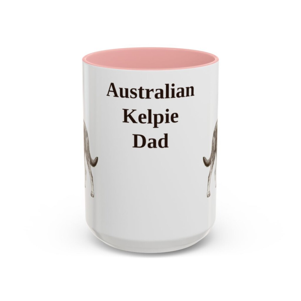 15oz Australian Kelpie Dog Dad Mug, Vintage Sketch Coffee Mug, Dog Dad Gift