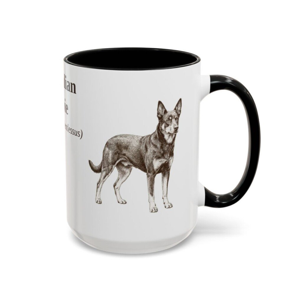 australian-kelpie-mug-latin-black-right-1 15oz Australian Kelpie Latin Mug, Australian Kelpie, Vintage Dog Coffee Mug, Dog Lover Gift