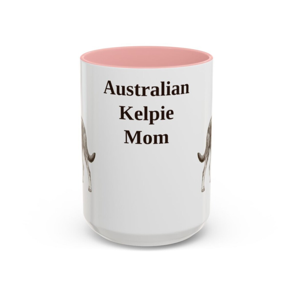 australian-kelpie-mug-mom-pink-3 15oz Australian Kelpie Dog Mom Mug, Vintage Sketch Coffee Mug, Dog Mom Gift