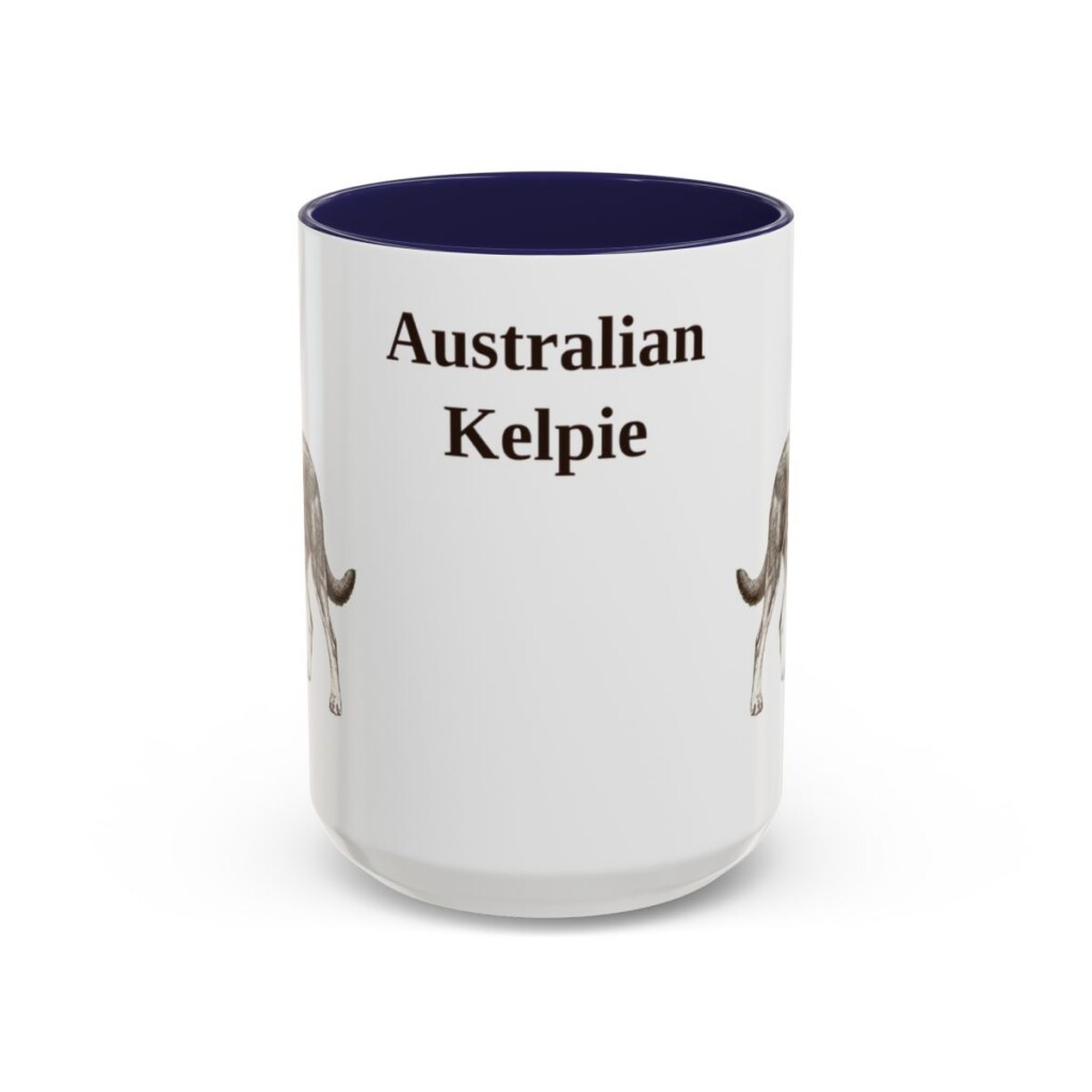 15oz Australian Kelpie Mug, Vintage Dog Portrait Coffee Mug, Dog Lover Gift