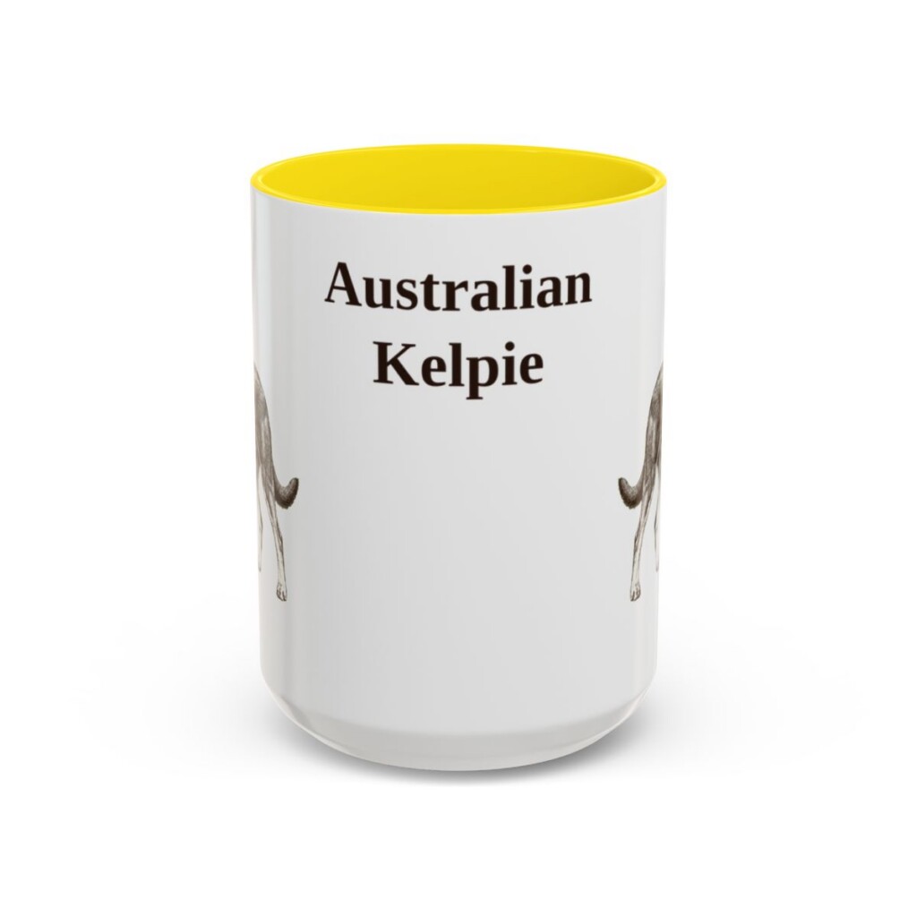 15oz Australian Kelpie Mug, Vintage Dog Portrait Coffee Mug, Dog Lover Gift