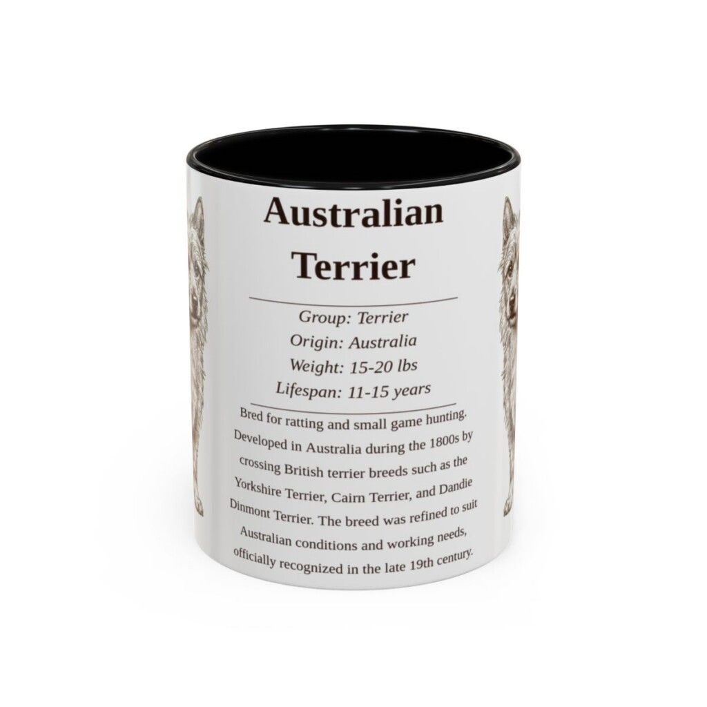 11oz Australian Terrier Mug, Illustrated Dog Breed Facts Coffee Mug, Vintage Dog Keepsake Gift