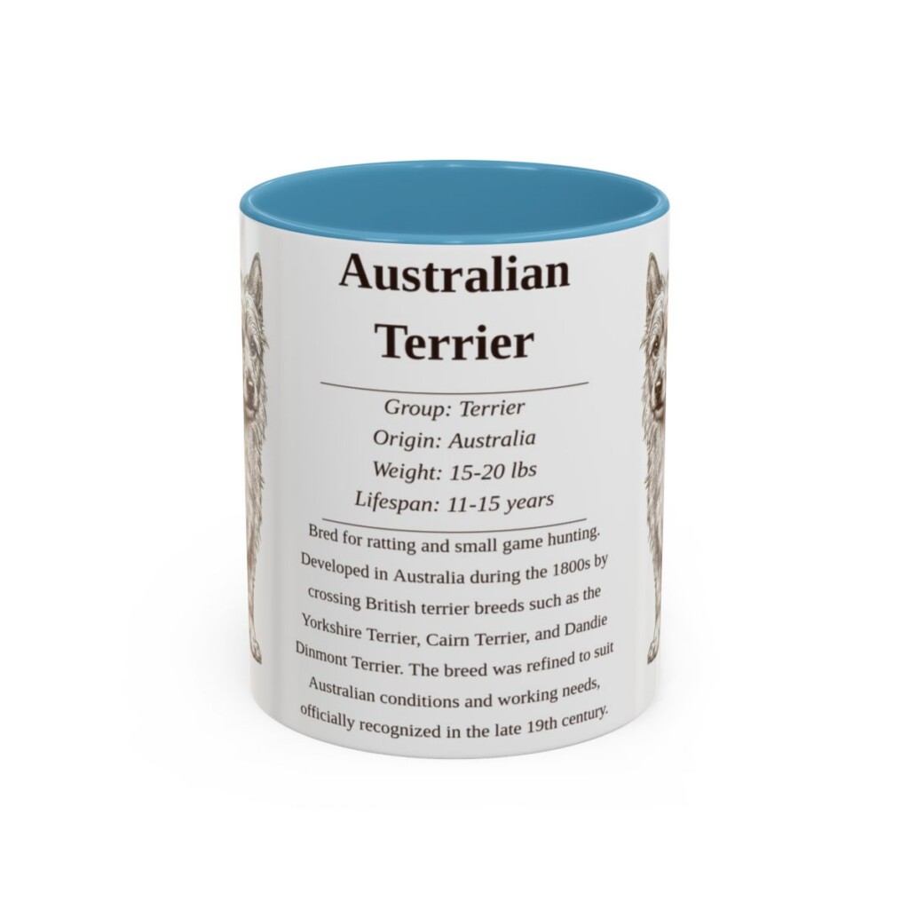 11oz Australian Terrier Mug, Illustrated Dog Breed Facts Coffee Mug, Vintage Dog Keepsake Gift
