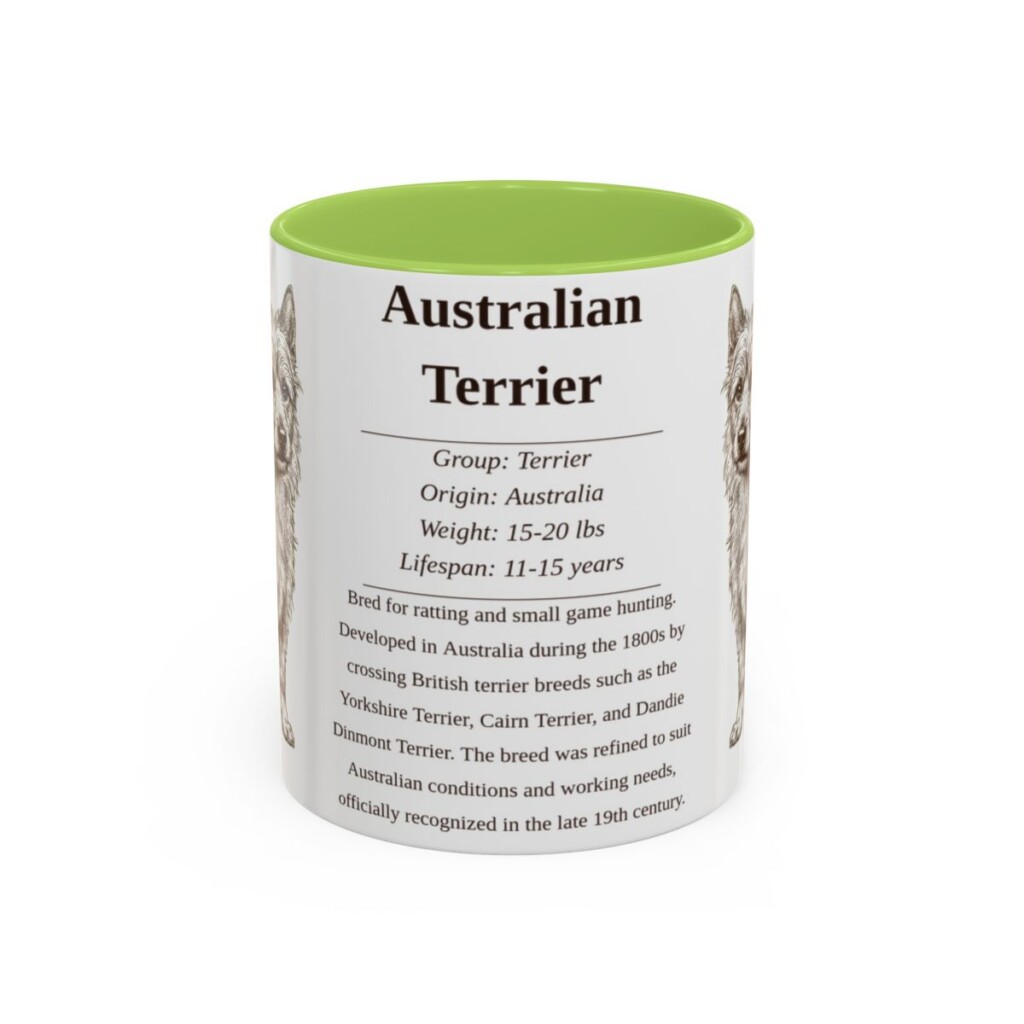 11oz Australian Terrier Mug, Illustrated Dog Breed Facts Coffee Mug, Vintage Dog Keepsake Gift