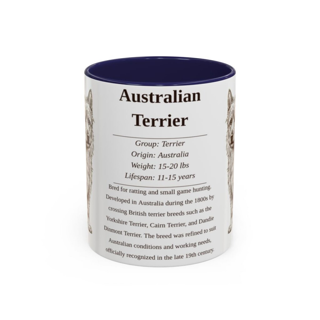 11oz Australian Terrier Mug, Illustrated Dog Breed Facts Coffee Mug, Vintage Dog Keepsake Gift