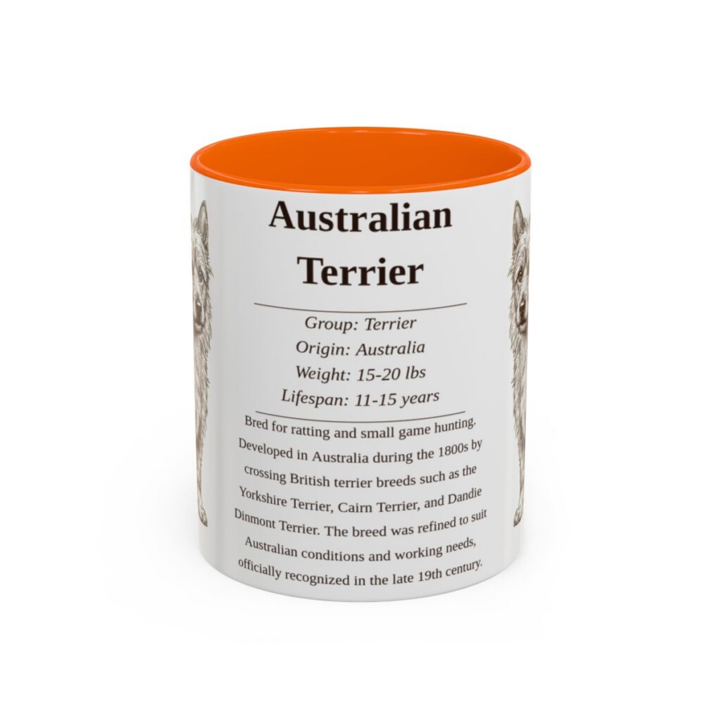 11oz Australian Terrier Mug, Illustrated Dog Breed Facts Coffee Mug, Vintage Dog Keepsake Gift