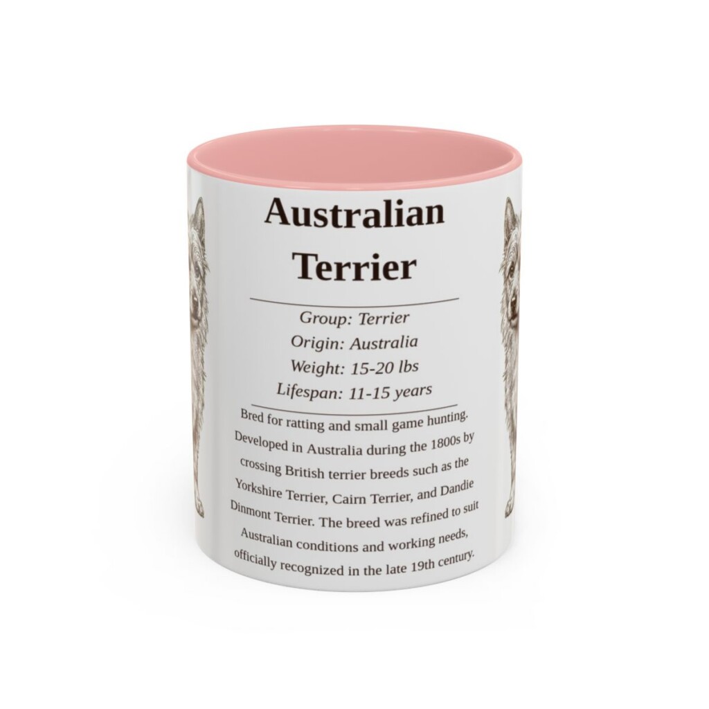 11oz Australian Terrier Mug, Illustrated Dog Breed Facts Coffee Mug, Vintage Dog Keepsake Gift
