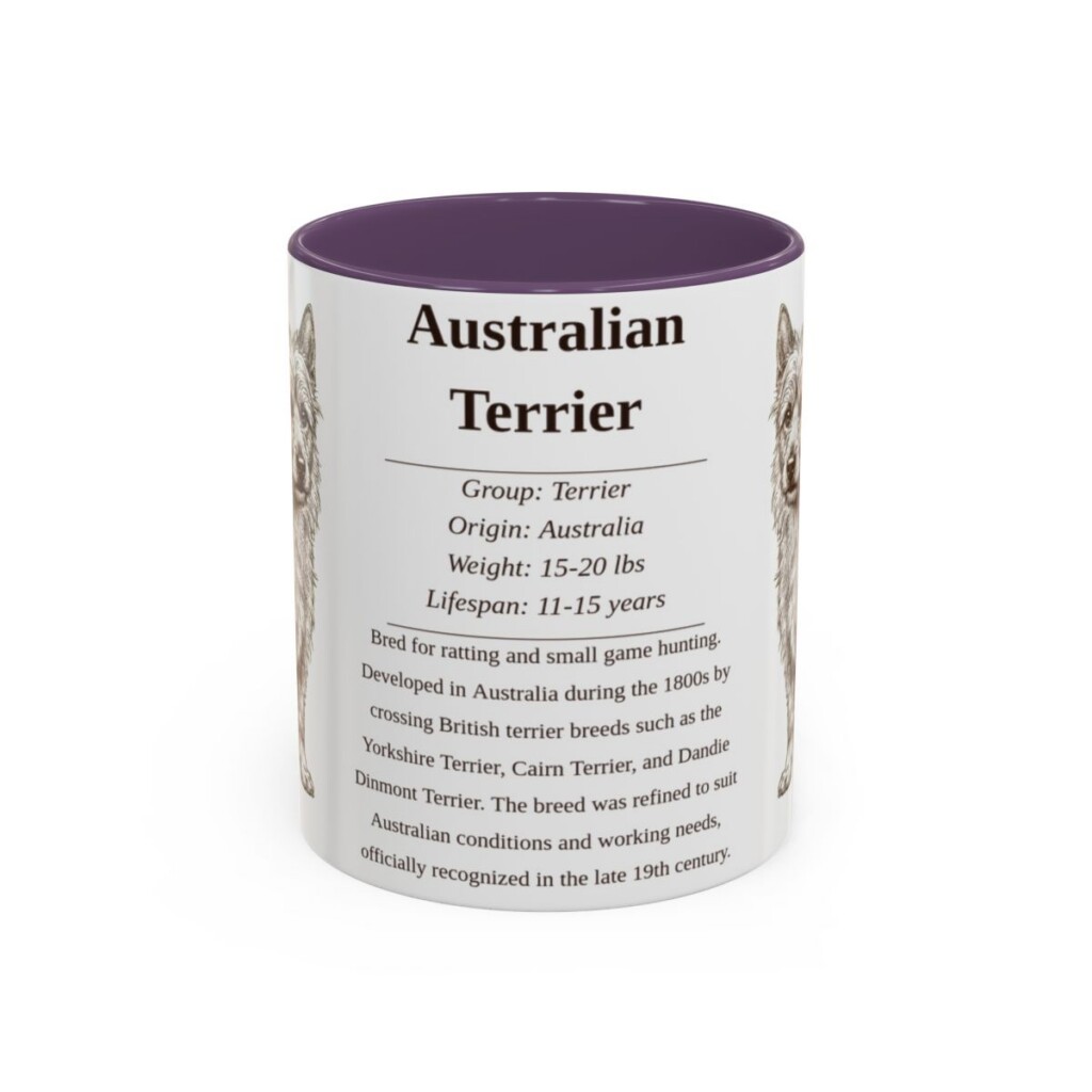 11oz Australian Terrier Mug, Illustrated Dog Breed Facts Coffee Mug, Vintage Dog Keepsake Gift