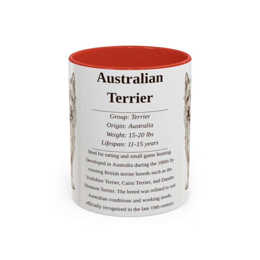 11oz Australian Terrier Mug, Illustrated Dog Breed Facts Coffee Mug, Vintage Dog Keepsake Gift