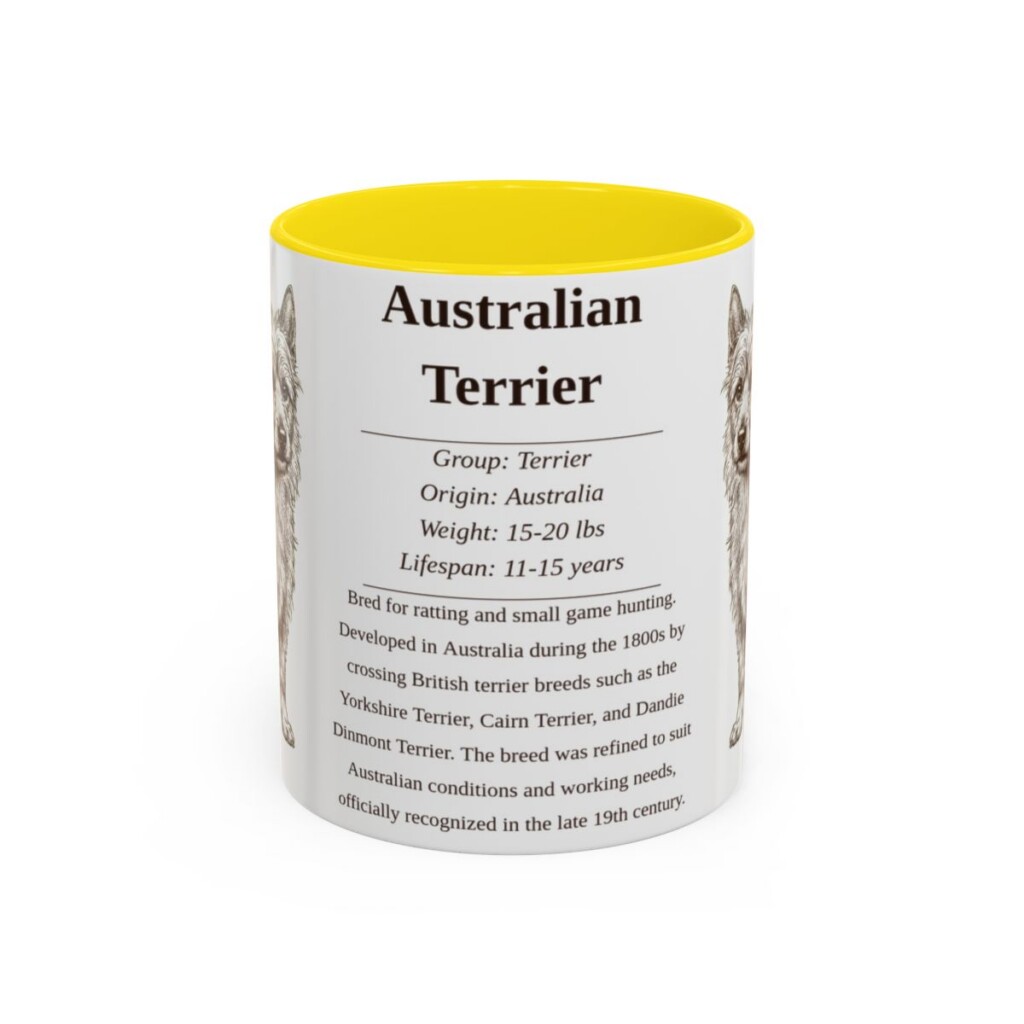 11oz Australian Terrier Mug, Illustrated Dog Breed Facts Coffee Mug, Vintage Dog Keepsake Gift