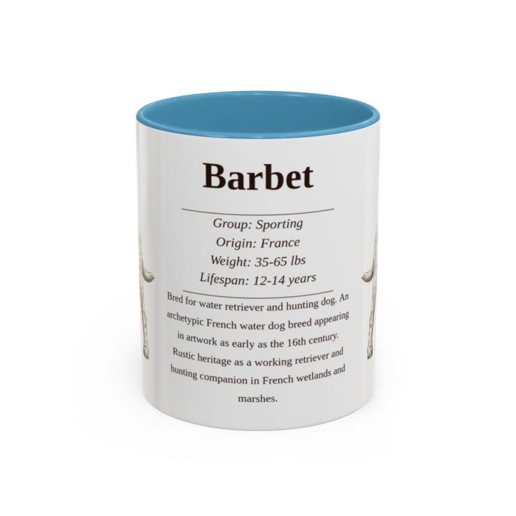 11oz Barbet Mug, Illustrated Dog Breed Facts Coffee Mug, Vintage Dog Keepsake Gift