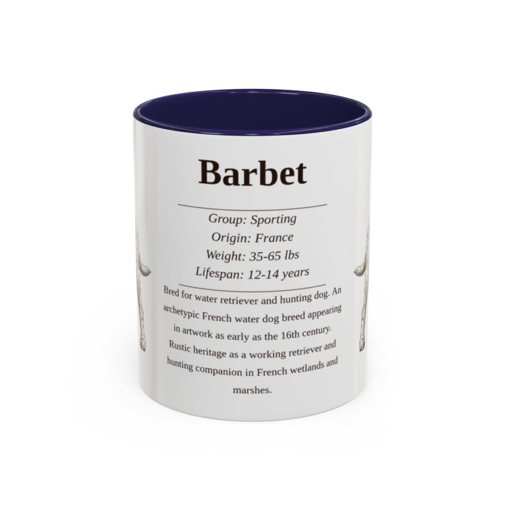 11oz Barbet Mug, Illustrated Dog Breed Facts Coffee Mug, Vintage Dog Keepsake Gift
