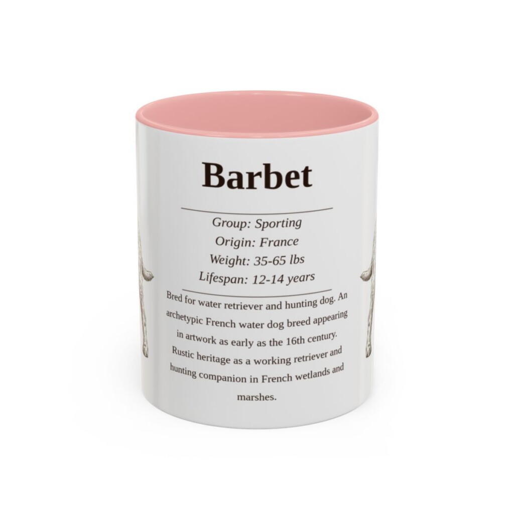 11oz Barbet Mug, Illustrated Dog Breed Facts Coffee Mug, Vintage Dog Keepsake Gift