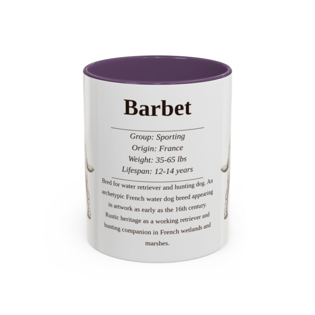 11oz Barbet Mug, Illustrated Dog Breed Facts Coffee Mug, Vintage Dog Keepsake Gift