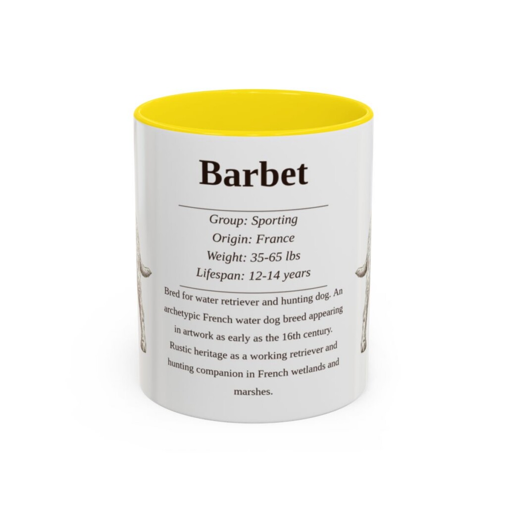 11oz Barbet Mug, Illustrated Dog Breed Facts Coffee Mug, Vintage Dog Keepsake Gift