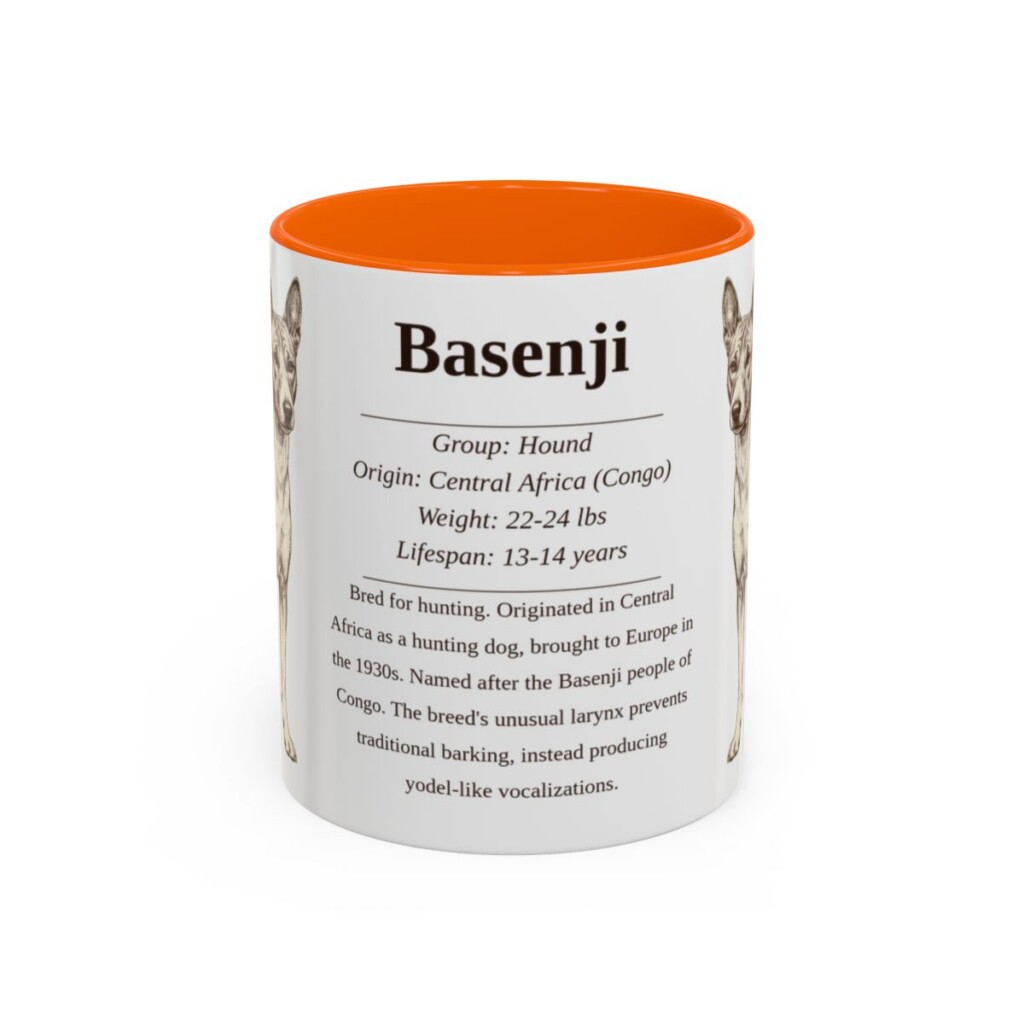 11oz Basenji Mug, Illustrated Dog Breed Facts Coffee Mug, Vintage Dog Keepsake Gift