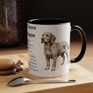 11oz Basset Fauve de Bretagne Mug, Illustrated Dog Breed Facts Coffee Mug, Vintage Dog Keepsake Gift