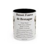 basset-fauve-de-bretagne-mug-writeup-black-front-1 11oz Basset Fauve de Bretagne Mug, Illustrated Dog Breed Facts Coffee Mug, Vintage Dog Keepsake Gift