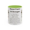 basset-fauve-de-bretagne-mug-writeup-light-green-1 11oz Basset Fauve de Bretagne Mug, Illustrated Dog Breed Facts Coffee Mug, Vintage Dog Keepsake Gift