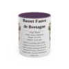 basset-fauve-de-bretagne-mug-writeup-purple-1 11oz Basset Fauve de Bretagne Mug, Illustrated Dog Breed Facts Coffee Mug, Vintage Dog Keepsake Gift