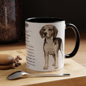 11oz Beagle Mug, Illustrated Dog Breed Facts Coffee Mug, Vintage Dog Keepsake Gift