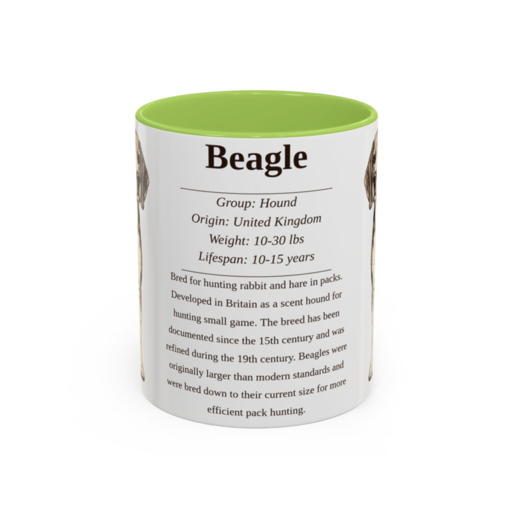 11oz Beagle Mug, Illustrated Dog Breed Facts Coffee Mug, Vintage Dog Keepsake Gift