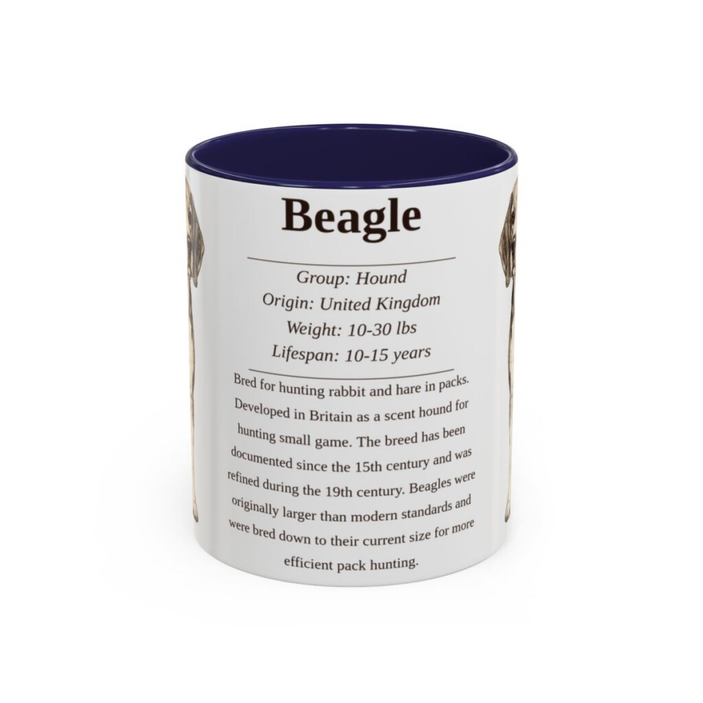 11oz Beagle Mug, Illustrated Dog Breed Facts Coffee Mug, Vintage Dog Keepsake Gift