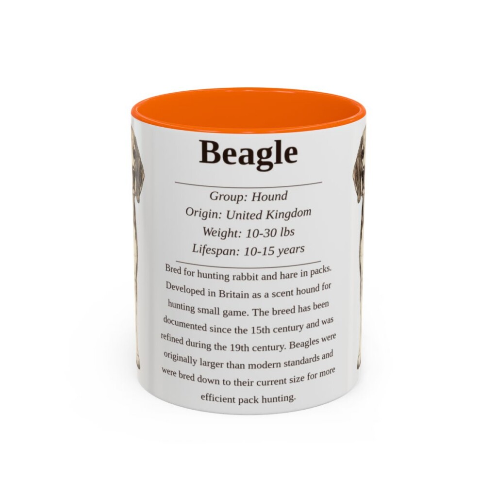 11oz Beagle Mug, Illustrated Dog Breed Facts Coffee Mug, Vintage Dog Keepsake Gift