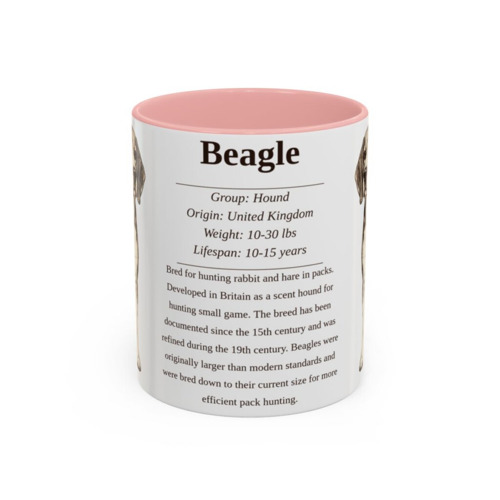 11oz Beagle Mug, Illustrated Dog Breed Facts Coffee Mug, Vintage Dog Keepsake Gift