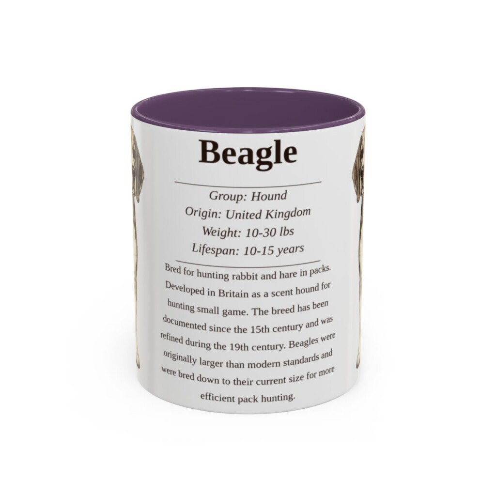 11oz Beagle Mug, Illustrated Dog Breed Facts Coffee Mug, Vintage Dog Keepsake Gift