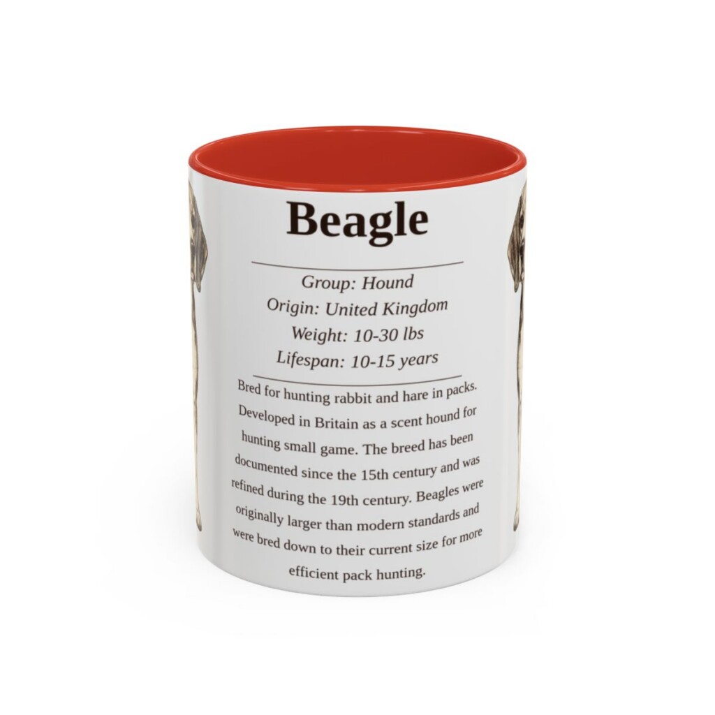 11oz Beagle Mug, Illustrated Dog Breed Facts Coffee Mug, Vintage Dog Keepsake Gift
