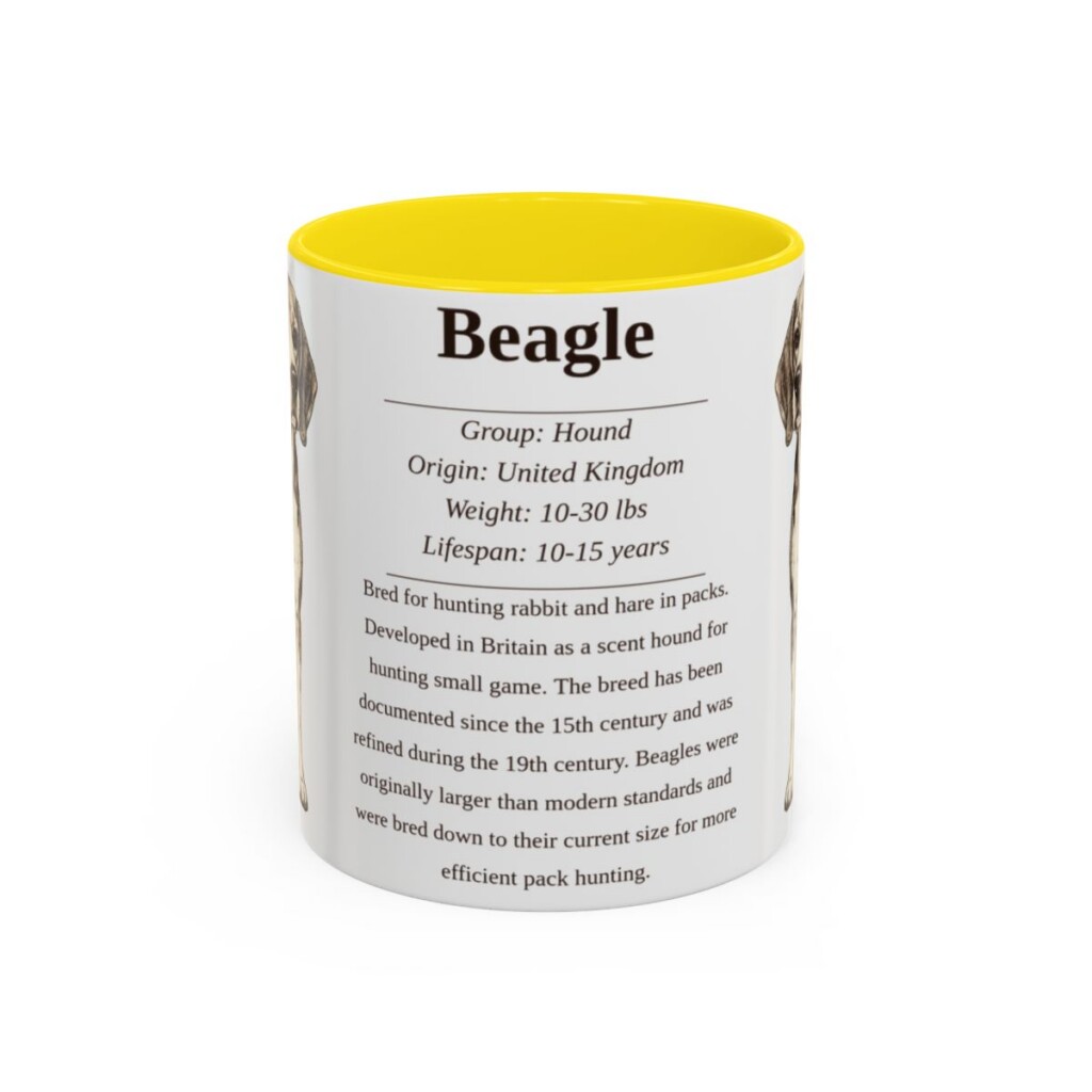 11oz Beagle Mug, Illustrated Dog Breed Facts Coffee Mug, Vintage Dog Keepsake Gift