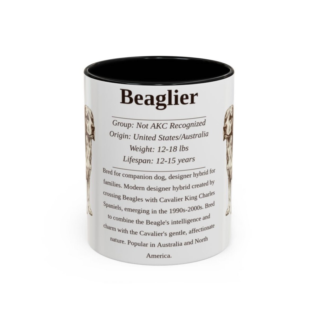 11oz Beaglier Mug, Illustrated Dog Breed Facts Coffee Mug, Vintage Dog Keepsake Gift