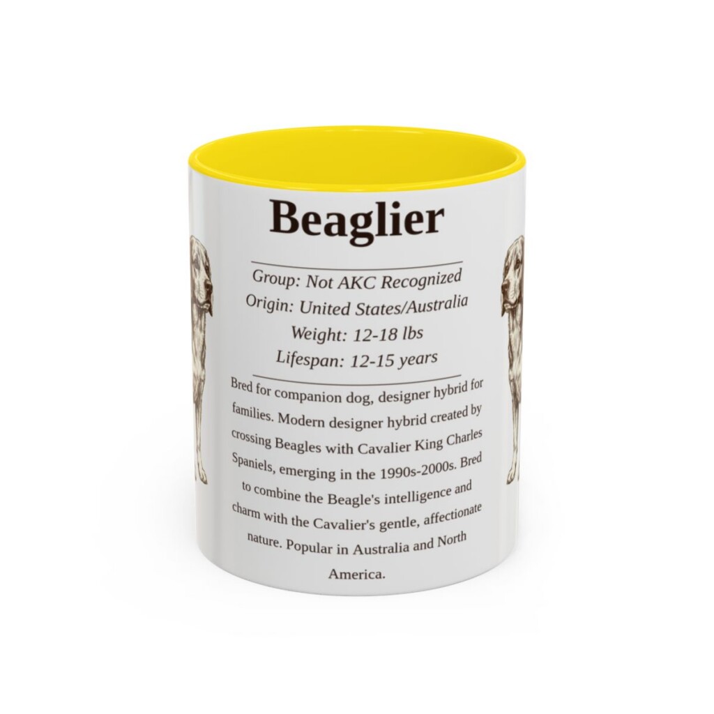 11oz Beaglier Mug, Illustrated Dog Breed Facts Coffee Mug, Vintage Dog Keepsake Gift