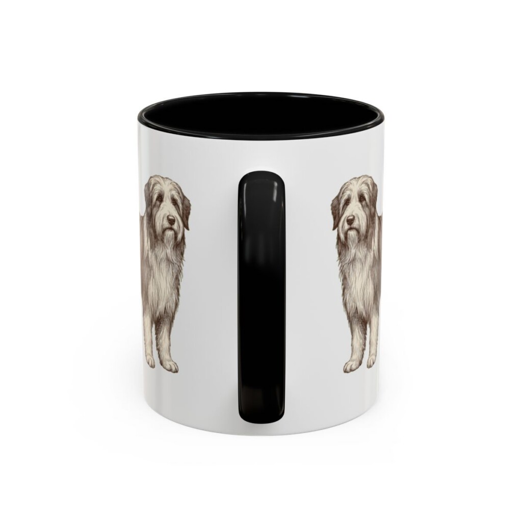 11oz Bearded Collie Mug, Illustrated Dog Breed Facts Coffee Mug, Vintage Dog Keepsake Gift