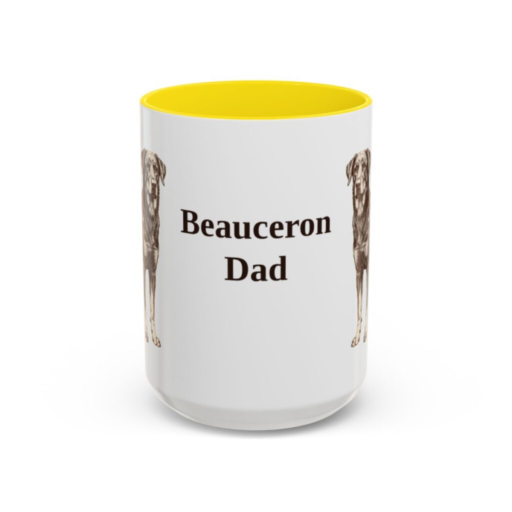 15oz Beauceron Dog Dad Mug, Vintage Sketch Coffee Mug, Dog Dad Gift