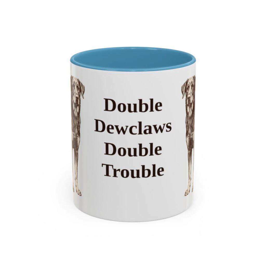 beauceron-mug-humor-light-blue-3 11oz Funny Beauceron Mug, Double Dewclaws Double Trouble, Vintage Dog Coffee Mug, Dog Lover Gift