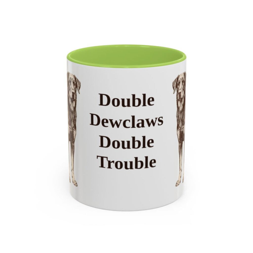 beauceron-mug-humor-light-green-1 11oz Funny Beauceron Mug, Double Dewclaws Double Trouble, Vintage Dog Coffee Mug, Dog Lover Gift