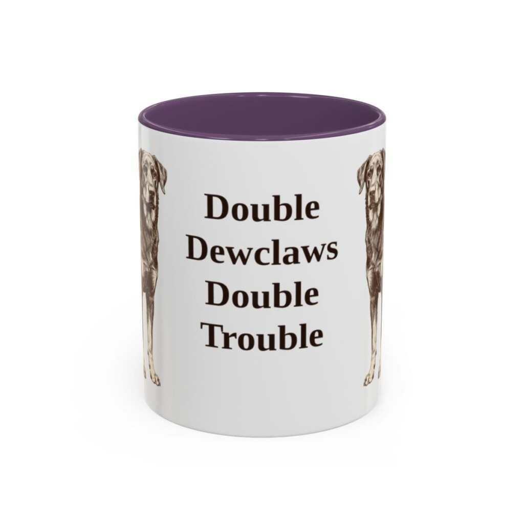 beauceron-mug-humor-purple-1 11oz Funny Beauceron Mug, Double Dewclaws Double Trouble, Vintage Dog Coffee Mug, Dog Lover Gift