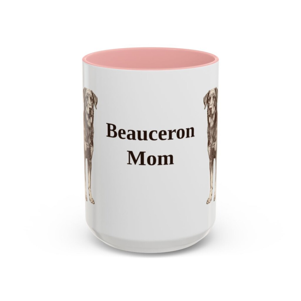 beauceron-mug-mom-pink-3 15oz Beauceron Dog Mom Mug, Vintage Sketch Coffee Mug, Dog Mom Gift