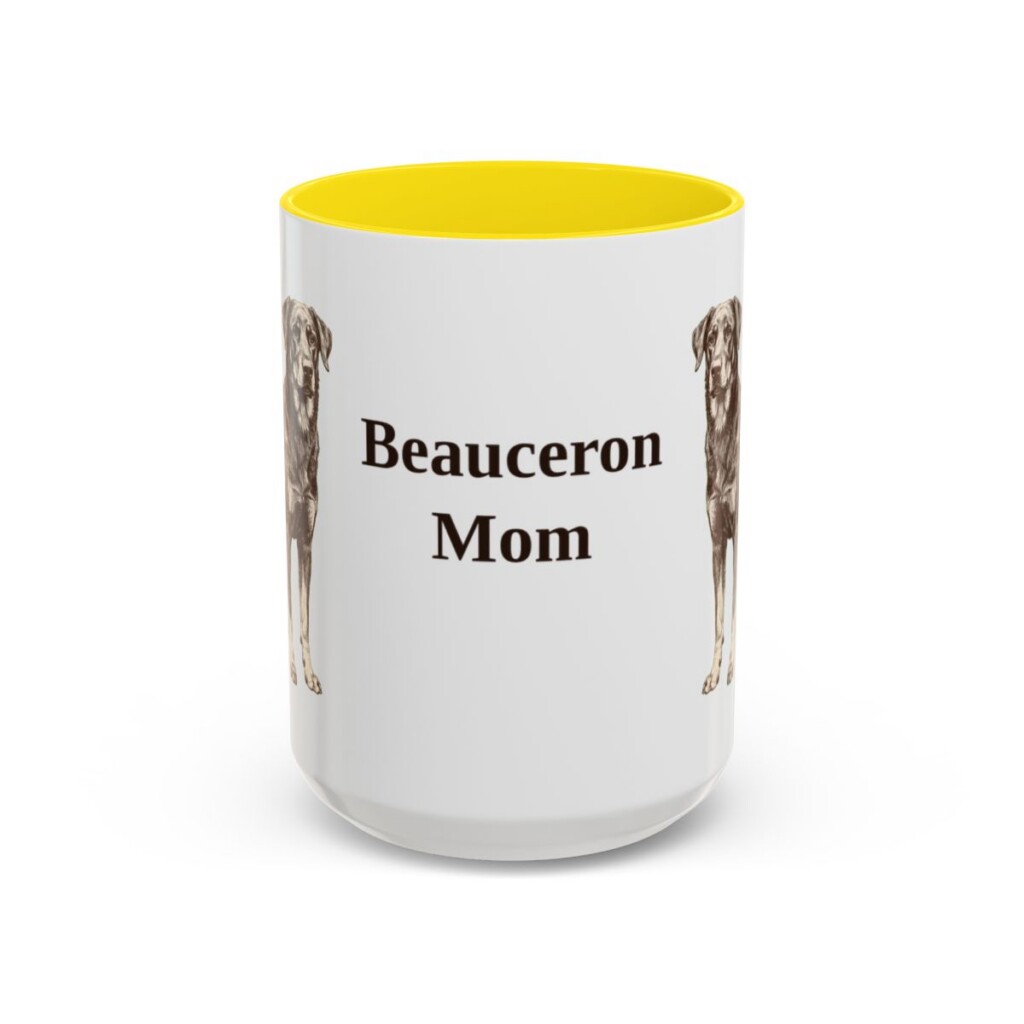 beauceron-mug-mom-yellow-3 15oz Beauceron Dog Mom Mug, Vintage Sketch Coffee Mug, Dog Mom Gift