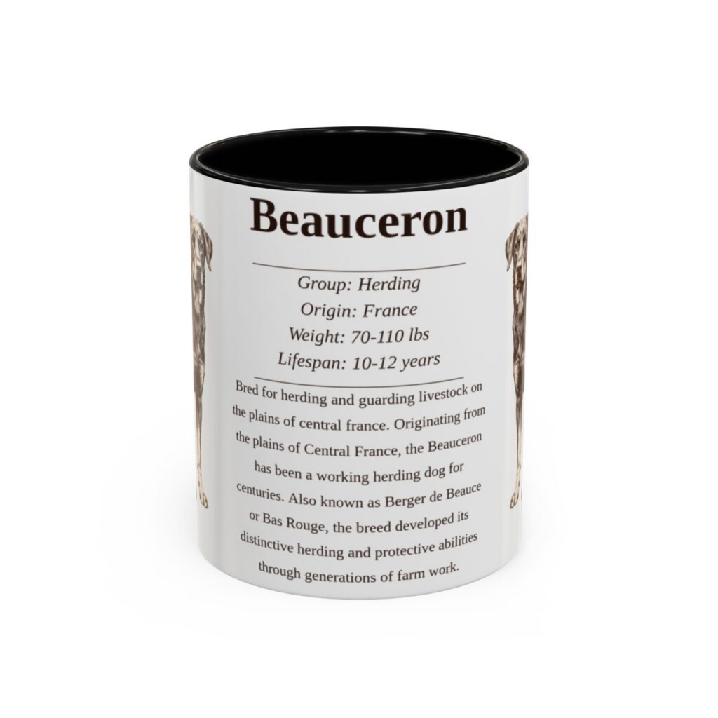 11oz Beauceron Mug, Illustrated Dog Breed Facts Coffee Mug, Vintage Dog Keepsake Gift
